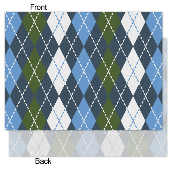 Blue Argyle Tissue Paper - Heavyweight - Medium - Front & Back