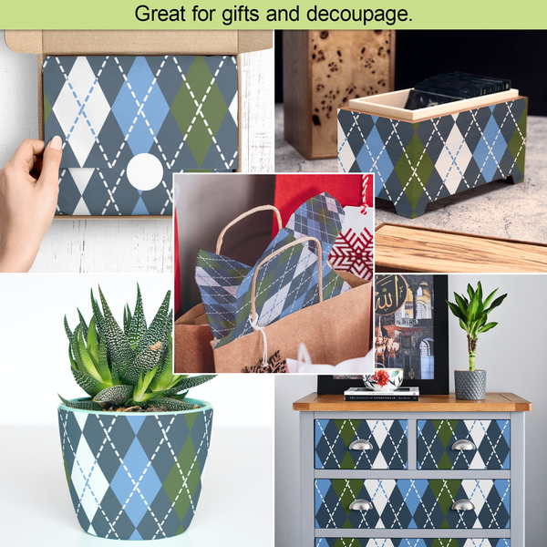 Blue Argyle Tissue Paper - In Use Collage