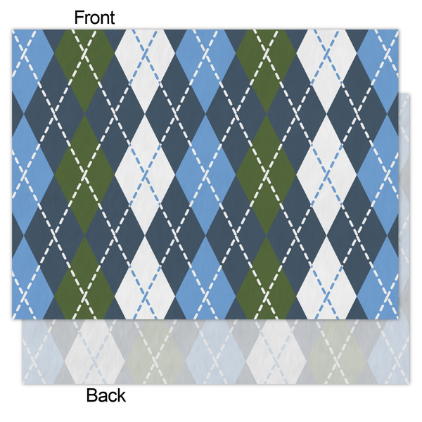Blue Argyle Tissue Paper - Lightweight - Medium - Front & Back