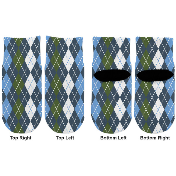 Blue Argyle Toddler Ankle Socks - Double Pair - Front and Back - Apvl