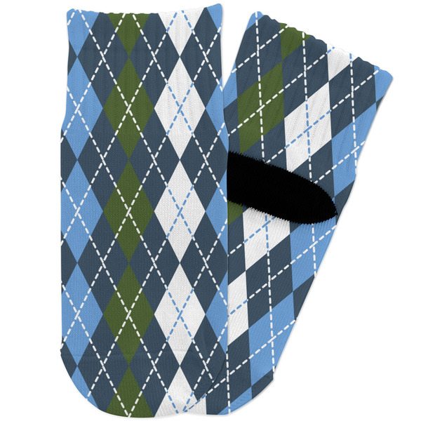 Custom Blue Argyle Toddler Ankle Socks