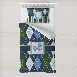 Blue Argyle Toddler Bedding w/ Name or Text