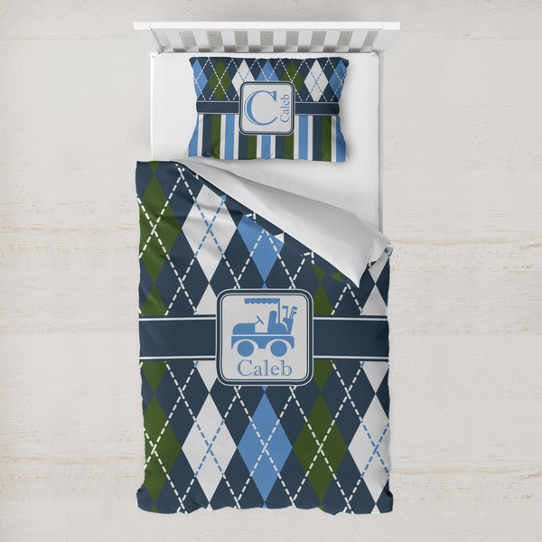 Custom Blue Argyle Toddler Bedding w/ Name or Text