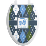 Blue Argyle Toilet Seat Decal - Elongated (Personalized)