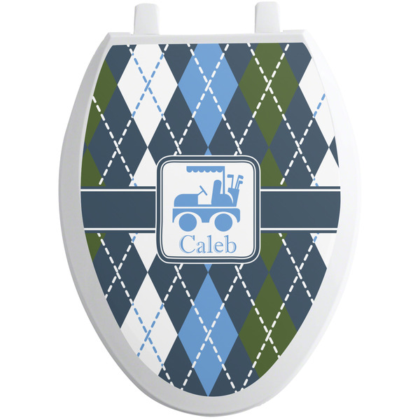 Blue Argyle Toilet Seat Decal (Personalized)