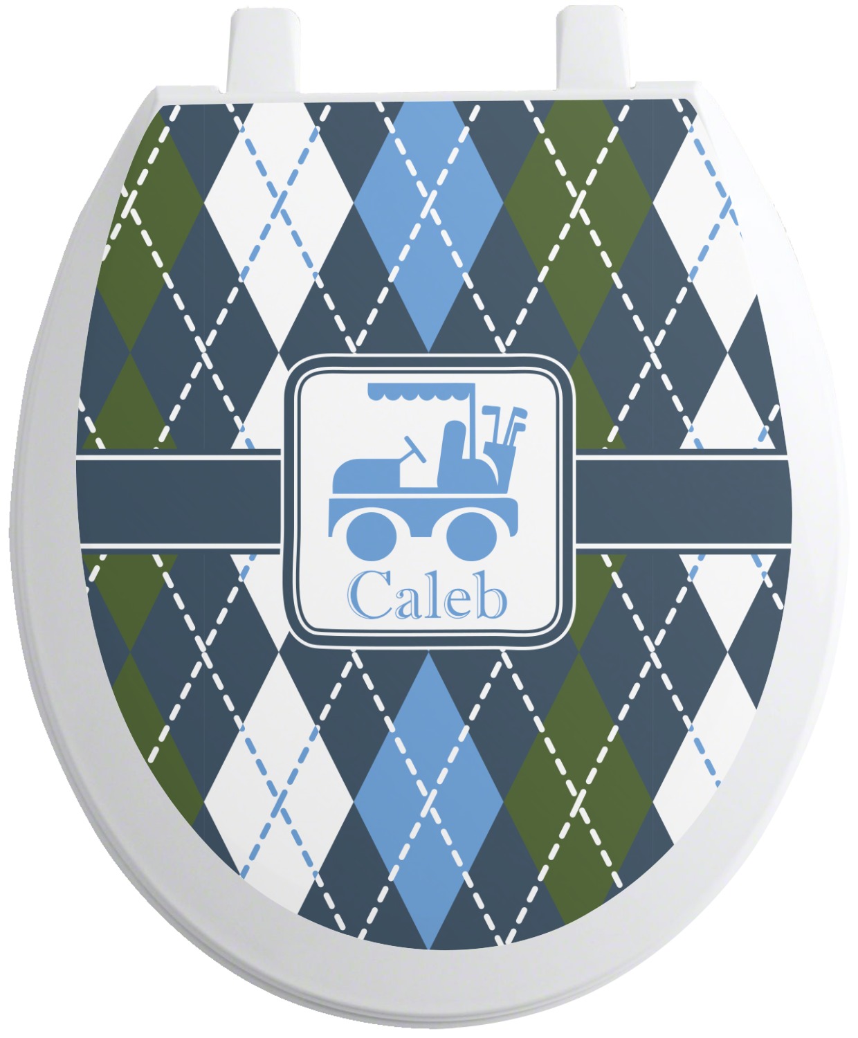 Custom Blue Argyle Toilet Seat Decal (Personalized) YouCustomizeIt