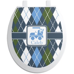 Blue Argyle Toilet Seat Decal (Personalized)
