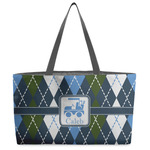 Blue Argyle Beach Totes Bag - w/ Black Handles (Personalized)