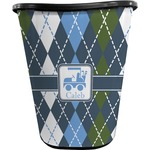 Blue Argyle Waste Basket - Double Sided (Black) (Personalized)