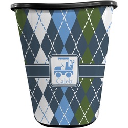 Blue Argyle Waste Basket - Single Sided (Black) (Personalized)