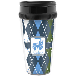 Blue Argyle Acrylic Travel Mug without Handle (Personalized)