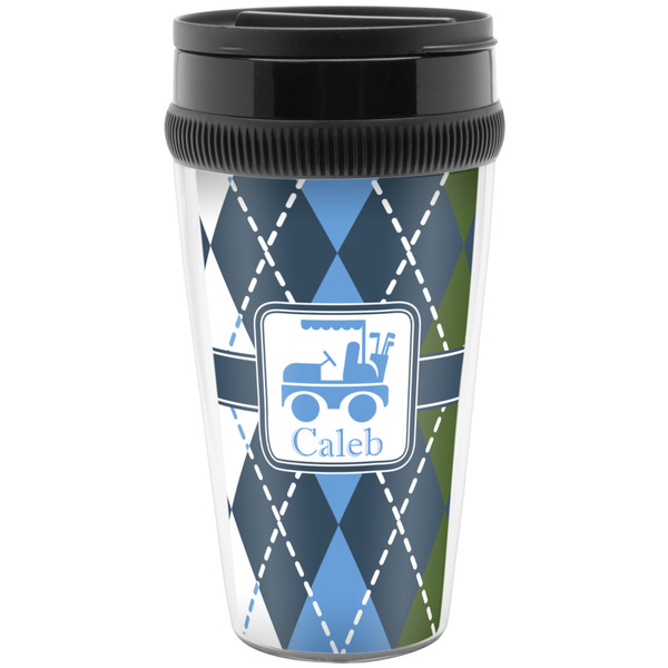 Custom Blue Argyle Acrylic Travel Mug without Handle (Personalized)