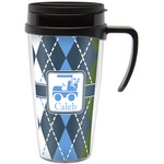 Blue Argyle Acrylic Travel Mug with Handle (Personalized)