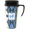 Blue Argyle Acrylic Travel Mug with Handle (Personalized)