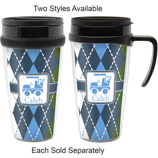 Blue Argyle Travel Mugs - with & without Handle