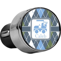 Blue Argyle USB Car Charger (Personalized)