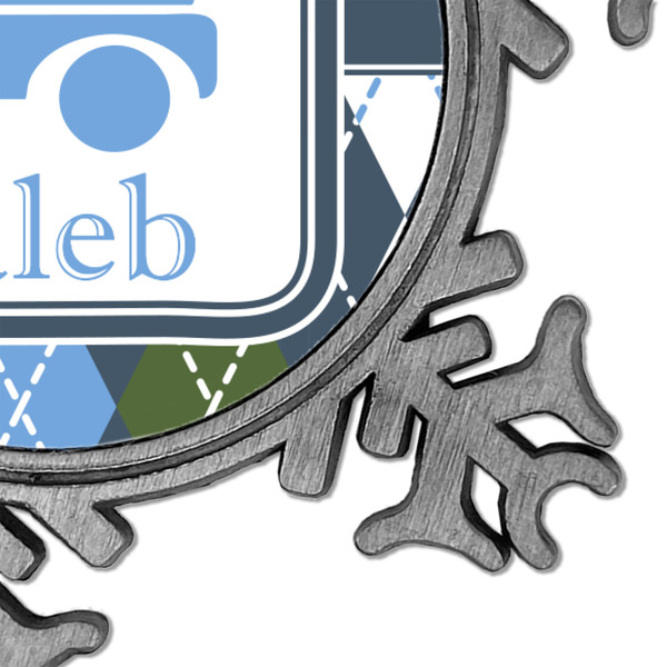 Blue Argyle Vintage Snowflake - Detail