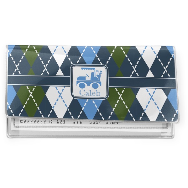 Custom Blue Argyle Vinyl Checkbook Cover (Personalized)