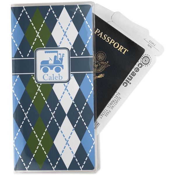 Custom Blue Argyle Travel Document Holder