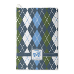 Blue Argyle Waffle Weave Golf Towel (Personalized)