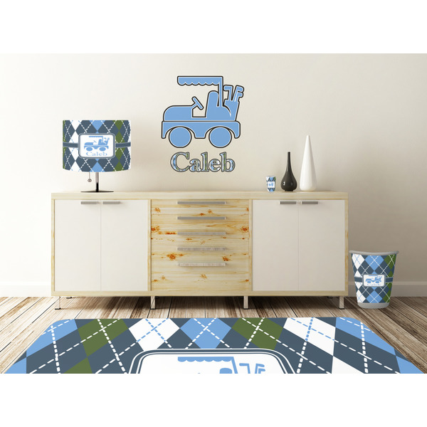 Blue Argyle Wall Graphic Decal Wooden Desk