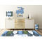 Blue Argyle Wall Graphic Decal Wooden Desk