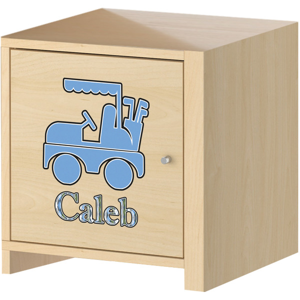 Blue Argyle Wall Graphic on Wooden Cabinet