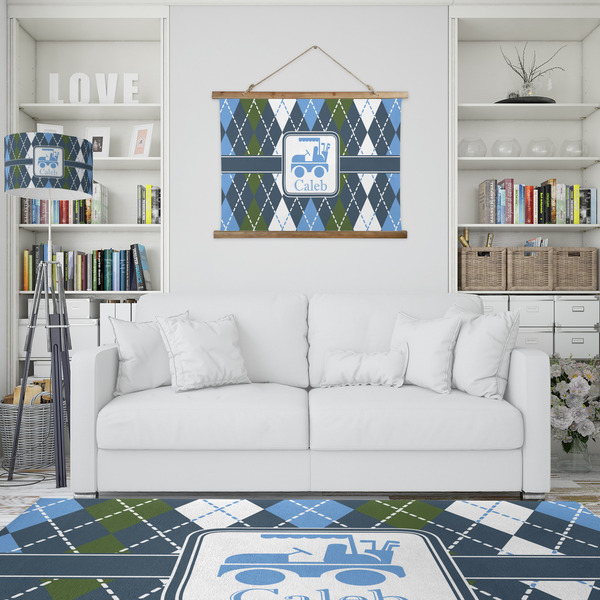 Blue Argyle Wall Hanging Tapestry - IN CONTEXT