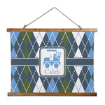 Blue Argyle Wall Hanging Tapestry - Wide (Personalized)
