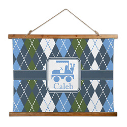 Blue Argyle Wall Hanging Tapestry - Wide (Personalized)