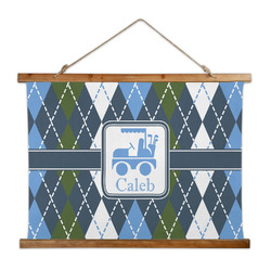 Blue Argyle Wall Hanging Tapestry - Wide (Personalized)