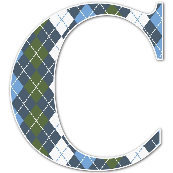 Custom Blue Argyle Letter Decal - Large (Personalized)