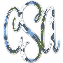 Blue Argyle Monogram Decal - Custom Sizes (Personalized)