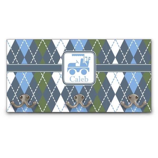 Custom Blue Argyle Wall Mounted Coat Rack (Personalized)