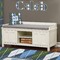 Blue Argyle Wall Name Decal Above Storage bench