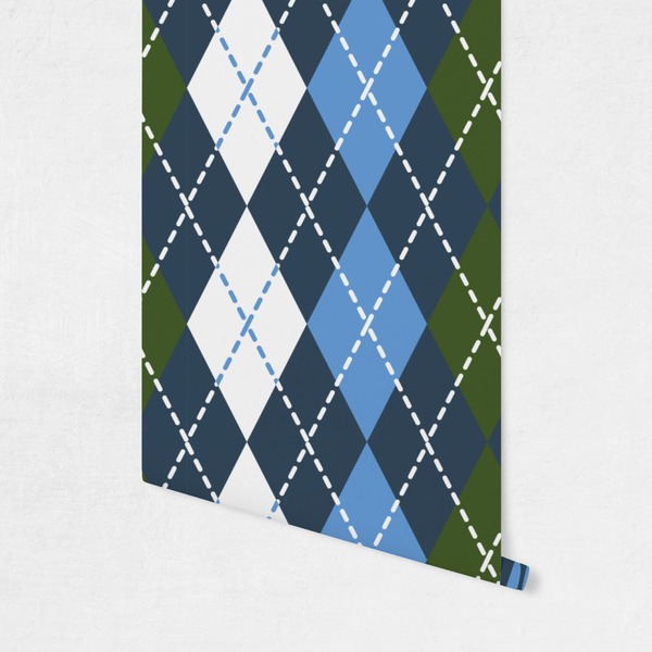 Blue Argyle Wallpaper on Wall