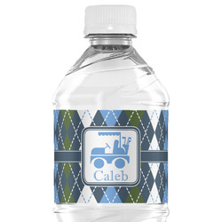 Blue Argyle Water Bottle Labels - Custom Sized (Personalized)