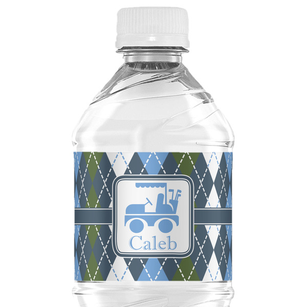 Custom Blue Argyle Water Bottle Labels - Custom Sized (Personalized)