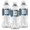 Blue Argyle Water Bottle Labels - Front View