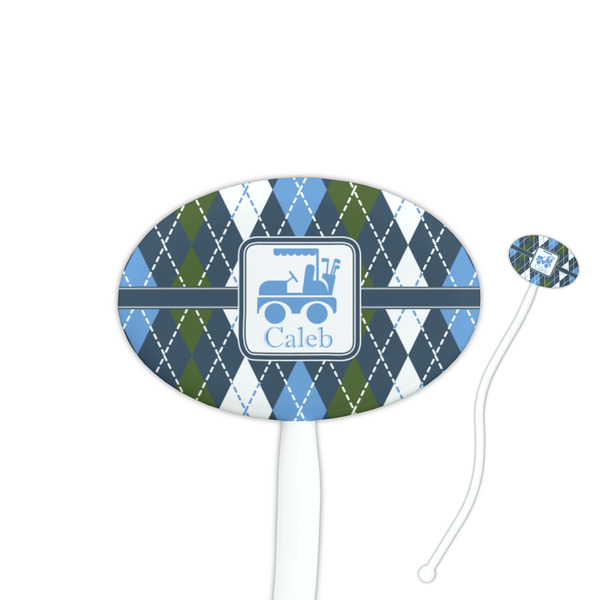 Custom Blue Argyle Oval Stir Sticks (Personalized)