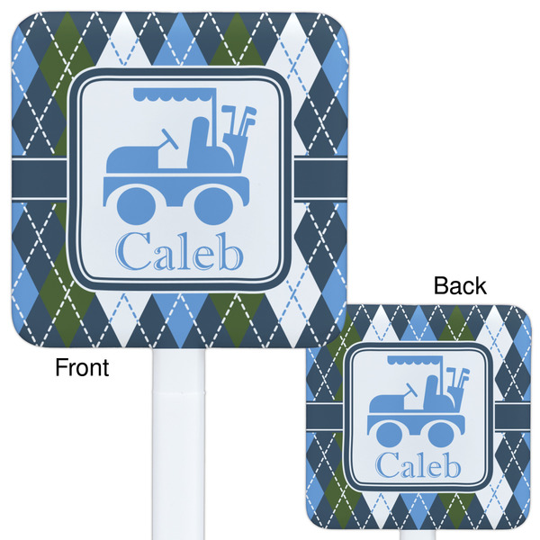 Blue Argyle White Plastic Stir Stick - Double Sided - Approval