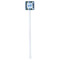 Blue Argyle White Plastic Stir Stick - Single Sided - Square - Single Stick