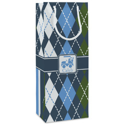 Blue Argyle Wine Gift Bags - Gloss (Personalized)