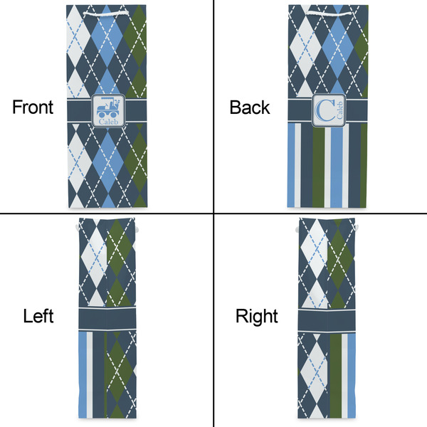 Blue Argyle Wine Gift Bag - Matte - Approval