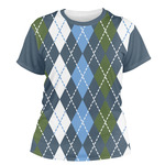 Blue Argyle Women's Crew T-Shirt - X Large
