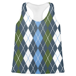 Blue Argyle Womens Racerback Tank Top - Large