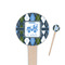 Blue Argyle 4" Round Wooden Food Picks - Single Sided (Personalized)