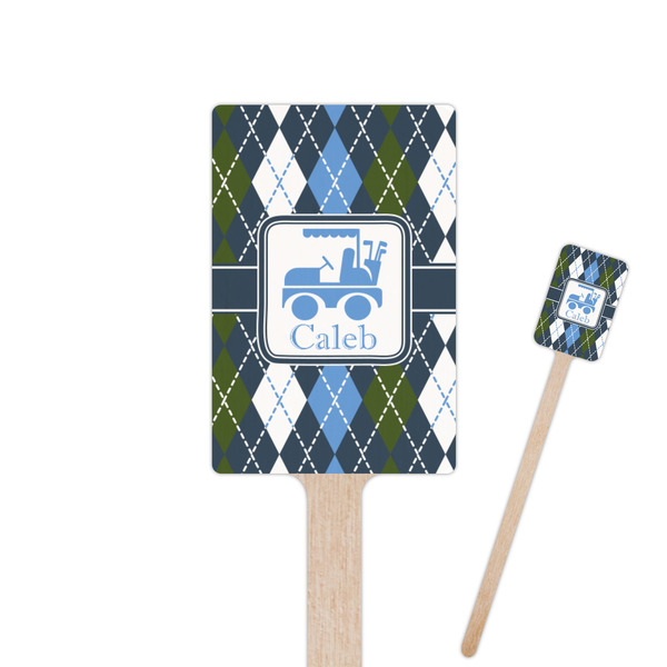Custom Blue Argyle Rectangle Wooden Stir Sticks (Personalized)