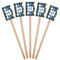 Blue Argyle Wooden 6.25" Stir Stick - Rectangular - Fan View