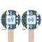 Blue Argyle Wooden 6" Food Pick - Round - Double Sided - Front & Back